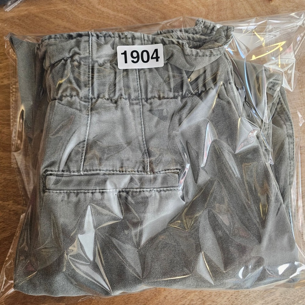 Free People Paperbag Waist Tapered Pants Olive Green XS Button Fly Drawstring - Picture 12 of 12